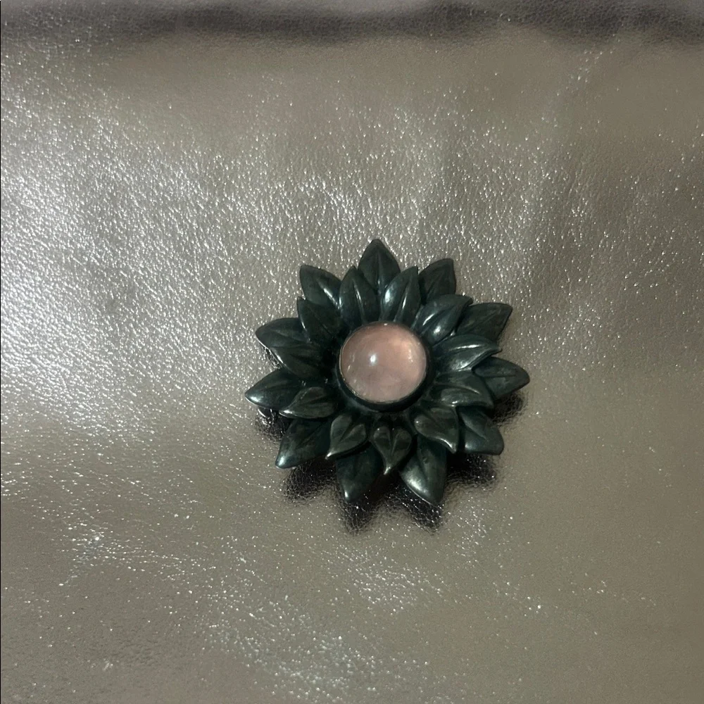 Joan Rivers Elegant Black and Pink Floral Brooch #J1008